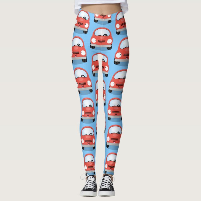illustration av tecknaden för Cute Kawaii-bilar Leggings (Framsida)