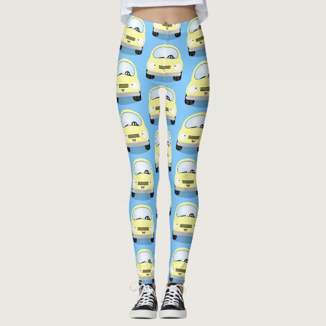 illustration av tecknaden för Cute Kawaii-bilar Leggings (Framsida)