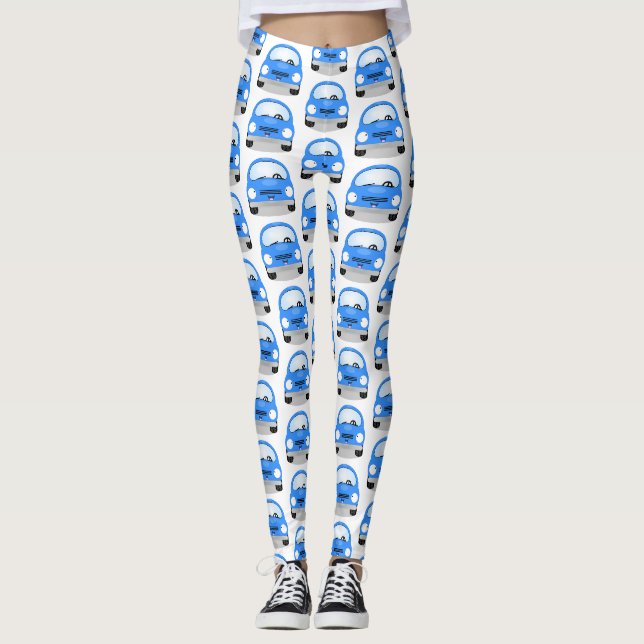 illustration av tecknaden för Cute Kawaii-bilar Leggings (Framsida)