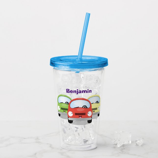 illustration av tecknaden för Cute Kawaii-bilar Take Away Mugg (Baksida Ice)