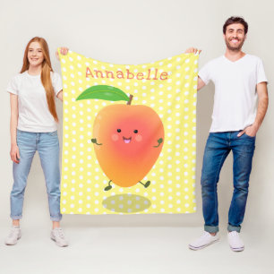 illustration av tecknaden för Cute lycklig mango-g Fleecefilt