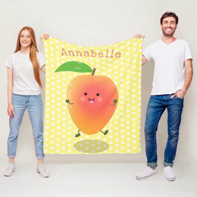 illustration av tecknaden för Cute lycklig mango-g Fleecefilt (På plats)
