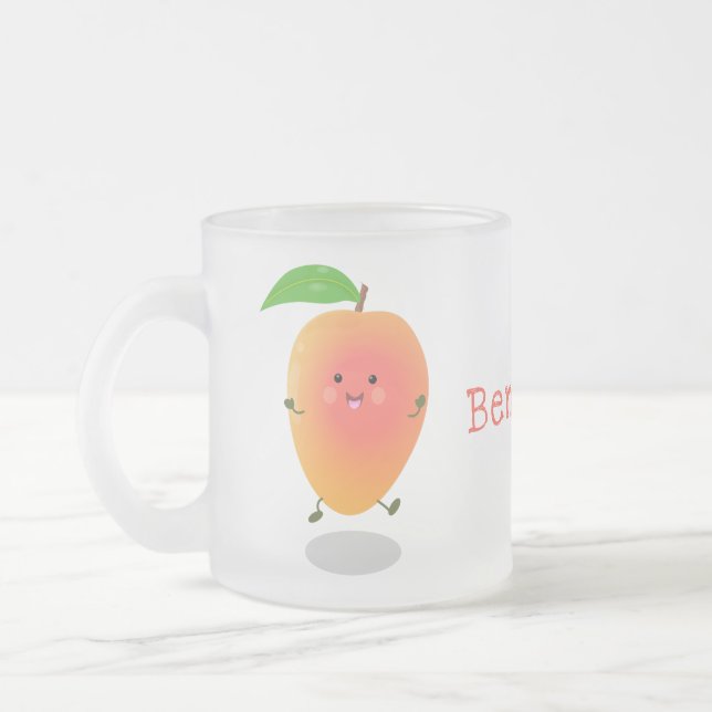 illustration av tecknaden för Cute lycklig mango-g Frostad Glasmugg (Vänster)
