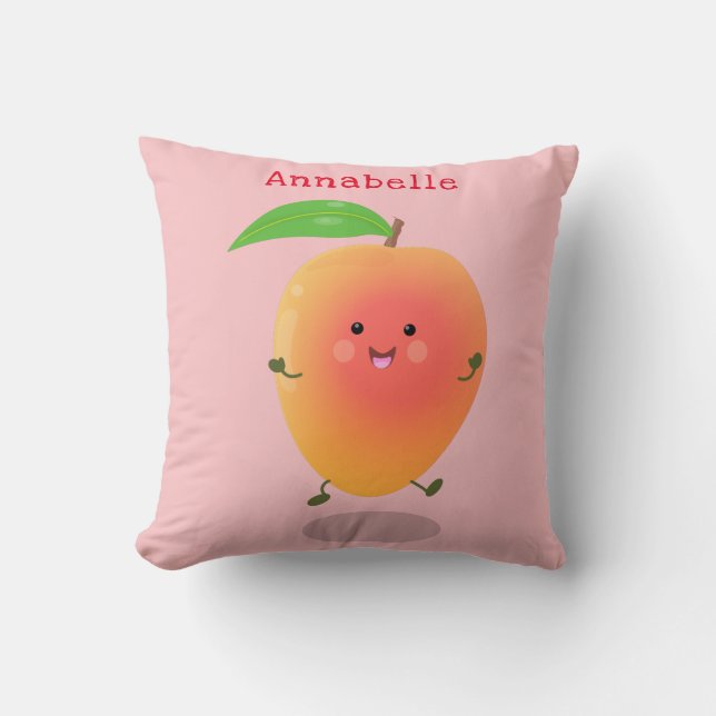 illustration av tecknaden för Cute lycklig mango-g Kudde (Framsida)