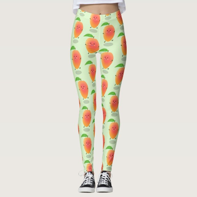 illustration av tecknaden för Cute lycklig mango-g Leggings (Framsida)