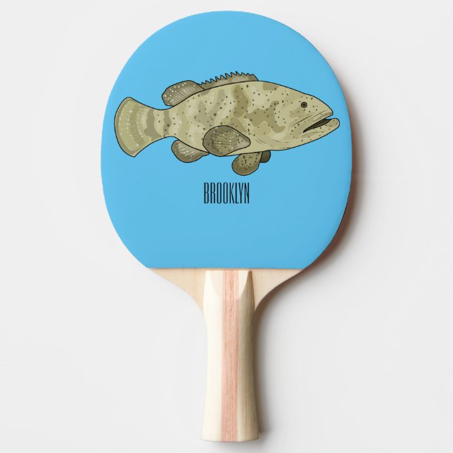illustration av tecknaden för grupperarens fisk pingisracket (Framsidan)