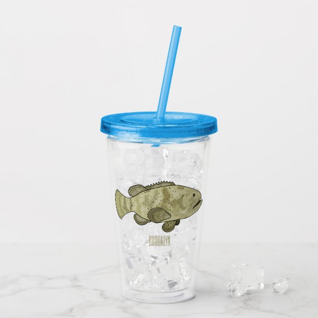 illustration av tecknaden för grupperarens fisk take away mugg (Baksida Ice)