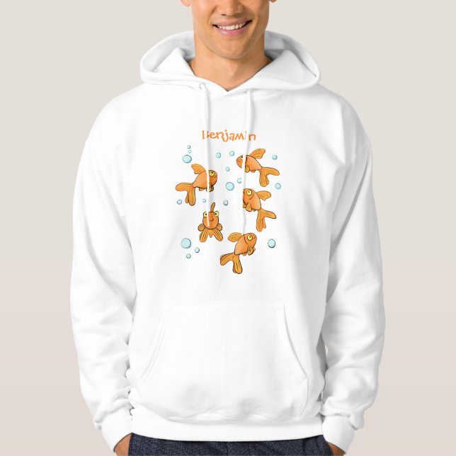 illustration av tecknaden för guldfisk i orange hoodie (Framsida)