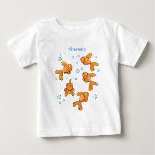 illustration av tecknaden för guldfisk i orange t shirt