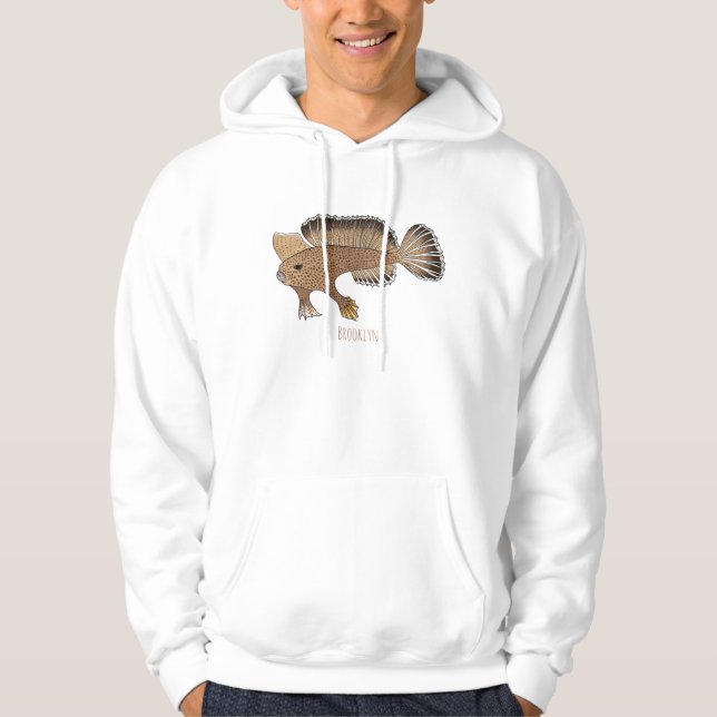 illustration av tecknaden för handfisk hoodie (Framsida)