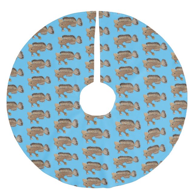 illustration av tecknaden för handfisk julgransmatta borstad polyester (Framsidan)