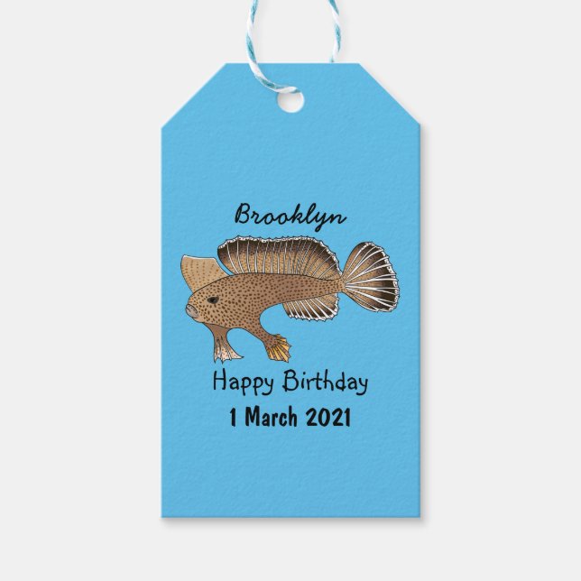 illustration av tecknaden för handfisk presentetikett (Framsidan)