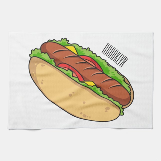 illustration av tecknaden för hund av hett kökshandduk (Horisontell)