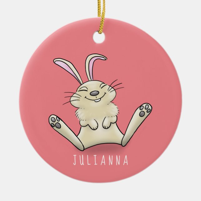 illustration av tecknaden för kålkanin julgransprydnad keramik (Framsidan)