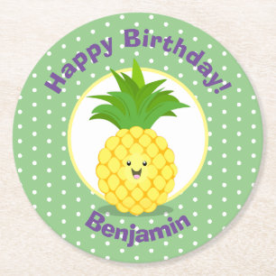illustration av tecknaden för kawaii-ananas underlägg papper rund