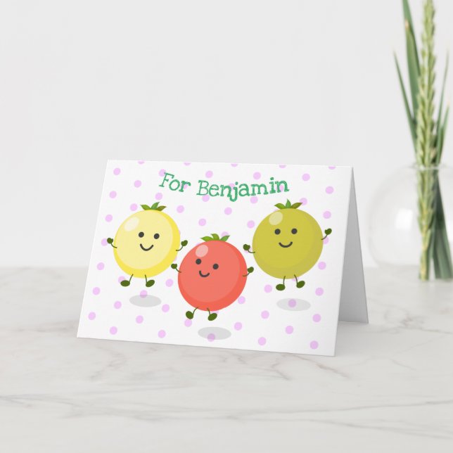 illustration av tecknaden för körsbärstomater kort (Framsida)