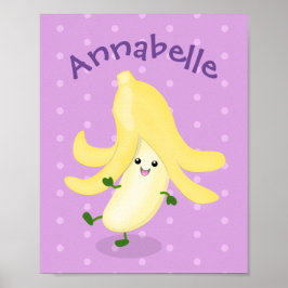 illustration av tecknaden för lila av kawaii-banan poster