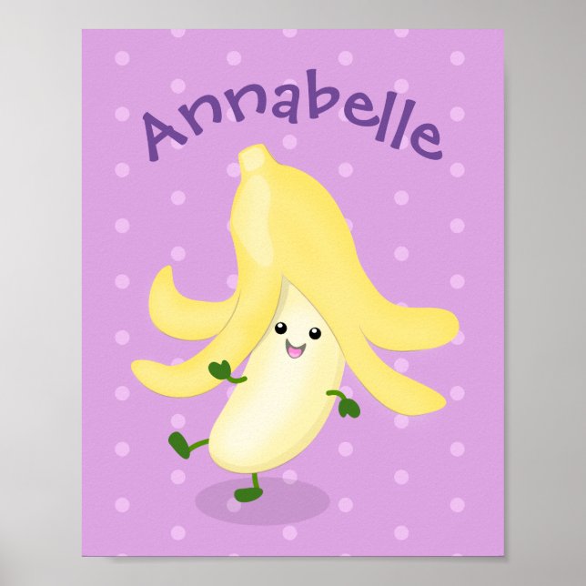 illustration av tecknaden för lila av kawaii-banan poster (Framsidan)