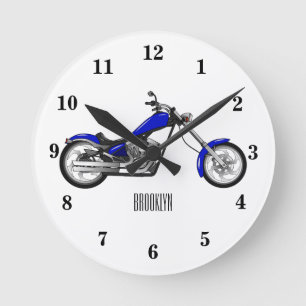 illustration av tecknaden för motorcykel i Chopper Rund Klocka