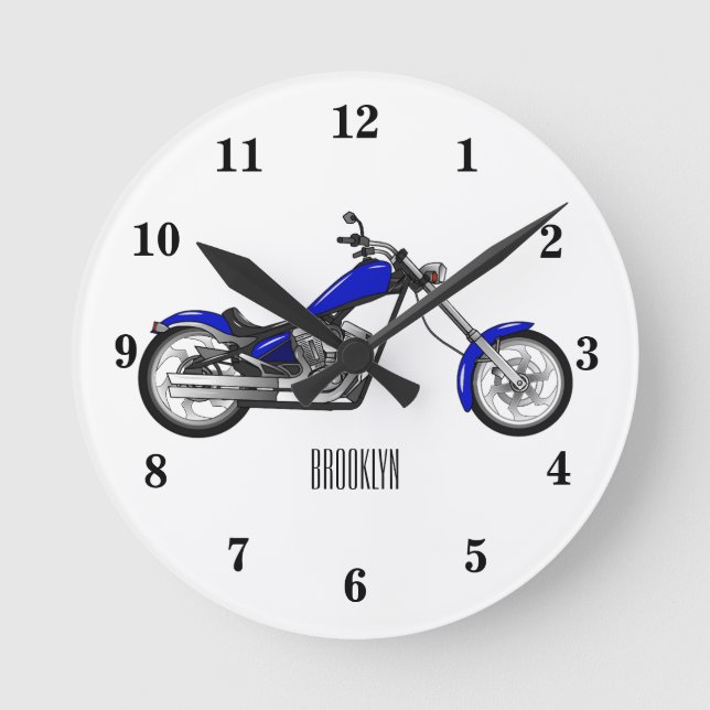 illustration av tecknaden för motorcykel i Chopper Rund Klocka (Framsida)