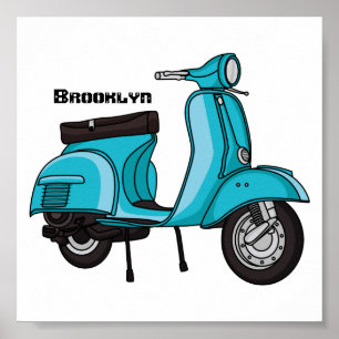 illustration av tecknaden för motorcyklar i rutt m poster