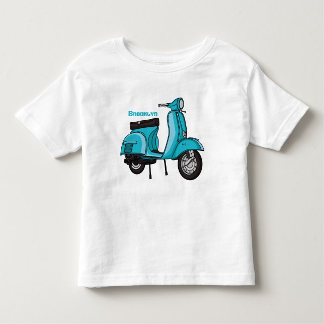 illustration av tecknaden för motorcyklar i rutt m t shirt (Framsida)