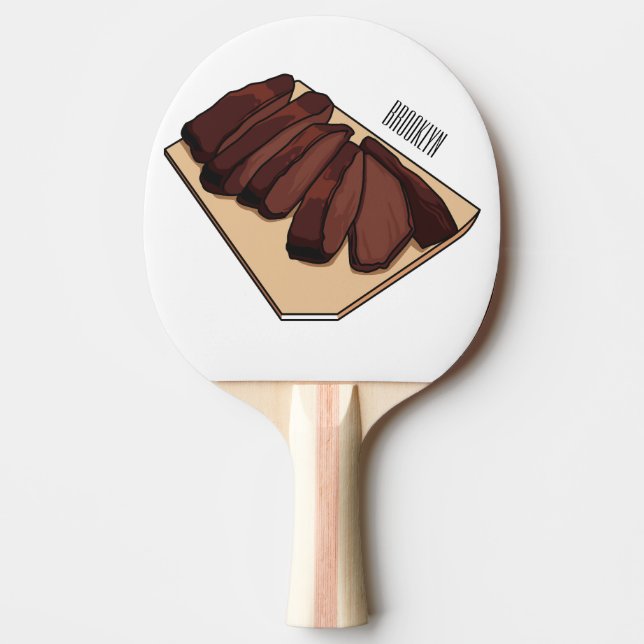 illustration av tecknaden för nötköttsbetet pingisracket (Framsidan)