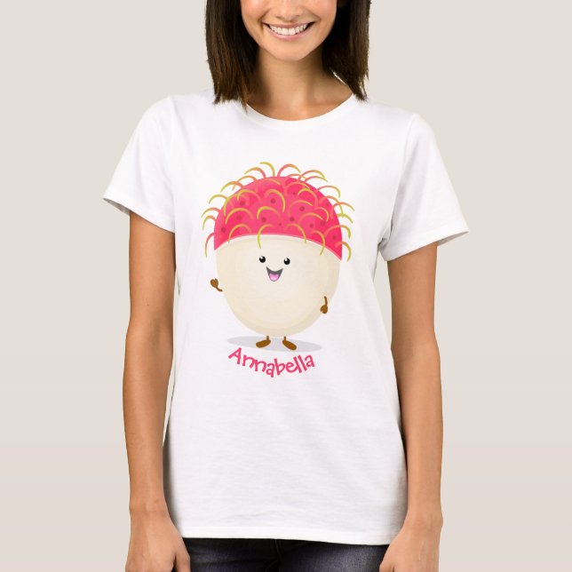 illustration av tecknaden för rosa av akut rambuta t shirt (Framsida)