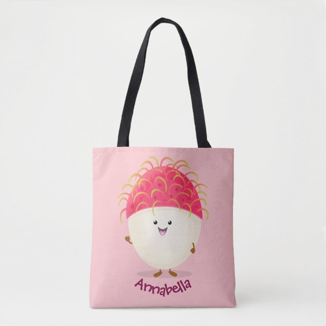 illustration av tecknaden för rosa av akut rambuta tygkasse (Framsida)
