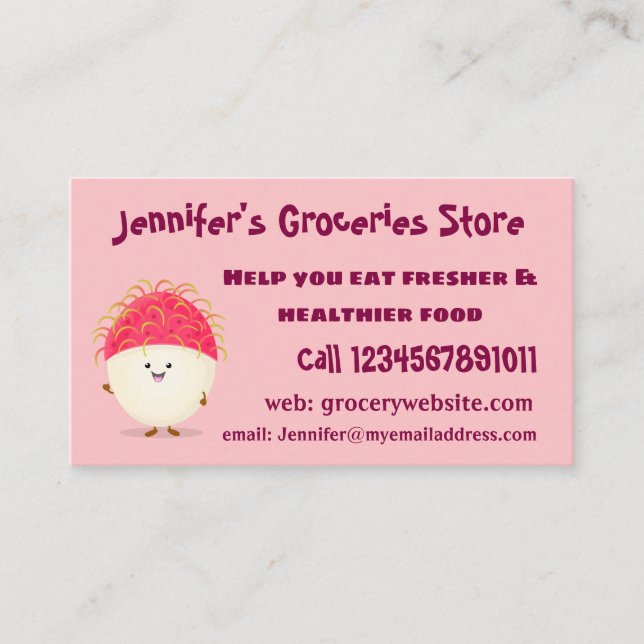 illustration av tecknaden för rosa av akut rambuta visitkort (Framsida)