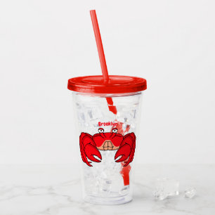 illustration av tecknaden för rött krabba take away mugg