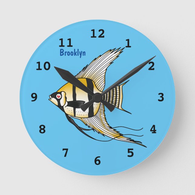 illustration av tecknaden för strimlad angelfisk rund klocka (Framsida)
