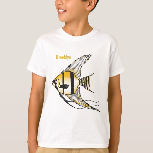 illustration av tecknaden för strimlad angelfisk t shirt (Framsida)