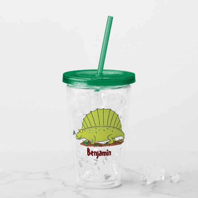 illustration av tecknaden för utspädd grönt take away mugg (Baksida Ice)