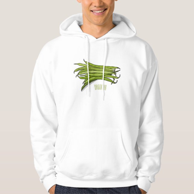 illustration av tecknaden grönt bönor hoodie (Framsida)