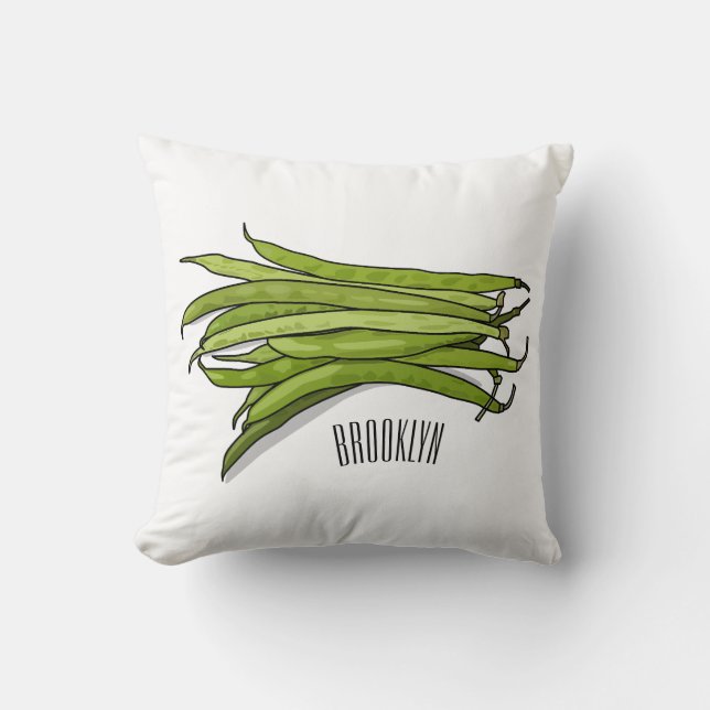 illustration av tecknaden grönt bönor kudde (Framsida)