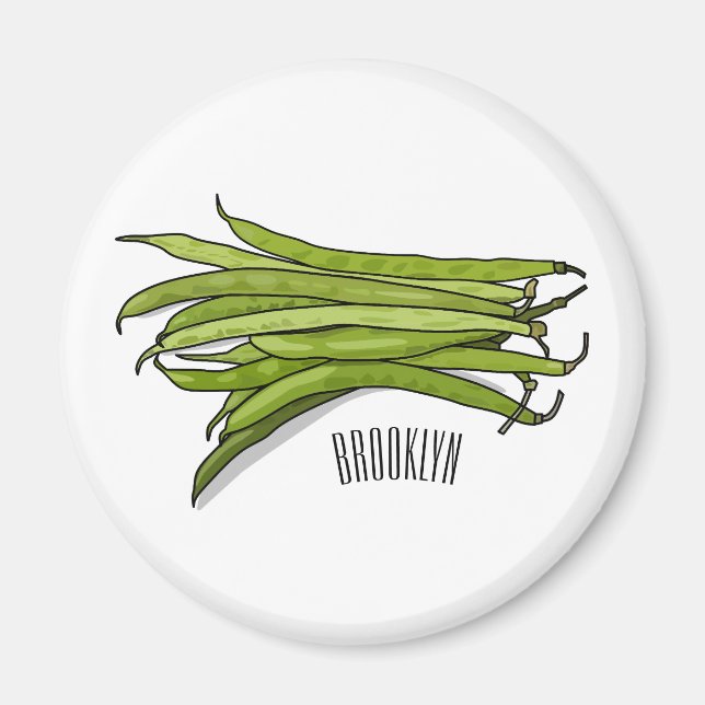 illustration av tecknaden grönt bönor magnet (Framsidan)
