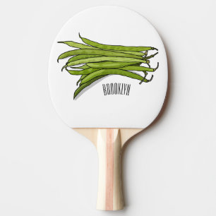 illustration av tecknaden grönt bönor pingisracket