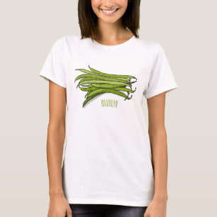 illustration av tecknaden grönt bönor t shirt