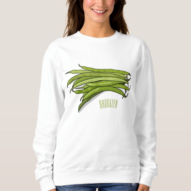 illustration av tecknaden grönt bönor t shirt (Framsida)