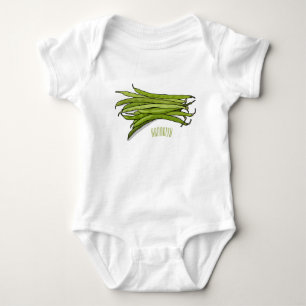illustration av tecknaden grönt bönor t shirt
