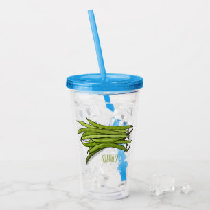 illustration av tecknaden grönt bönor take away mugg