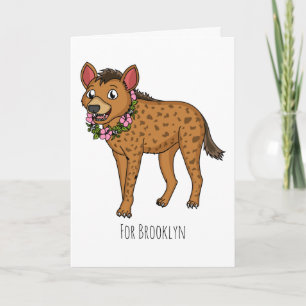 illustration av tecknaden Hyena och blommor Kort