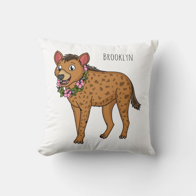 illustration av tecknaden Hyena och blommor Kudde (Framsida)