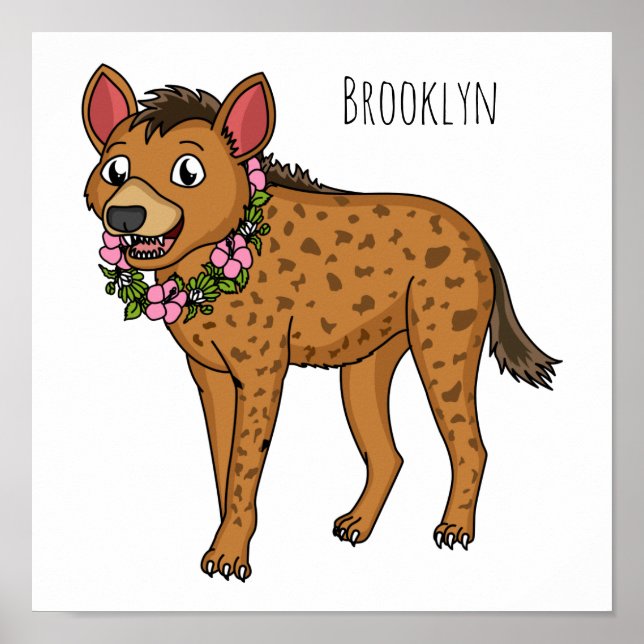 illustration av tecknaden Hyena och blommor Poster (Framsidan)