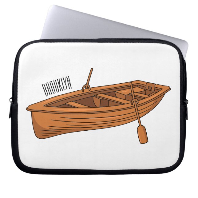 illustration av tecknaden i rullbåt laptop fodral (Framsidan)
