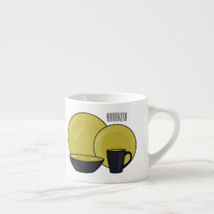 illustration av tecknaden i tabellprogramuppsättni espressomugg