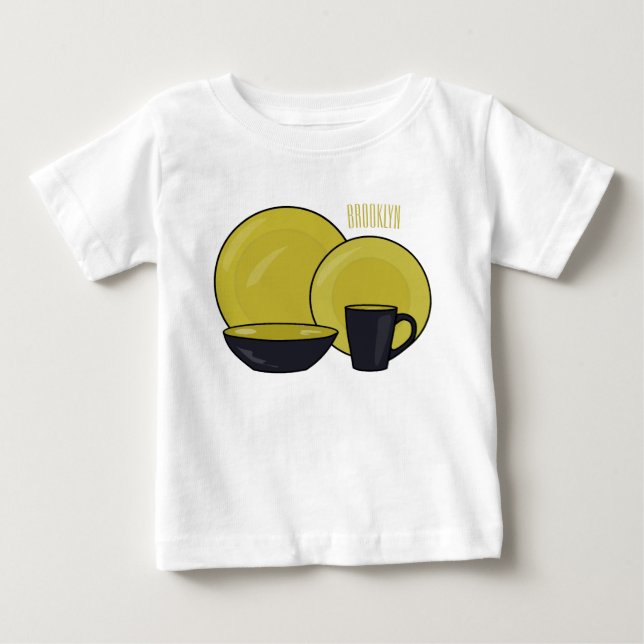 illustration av tecknaden i tabellprogramuppsättni t shirt (Framsida)
