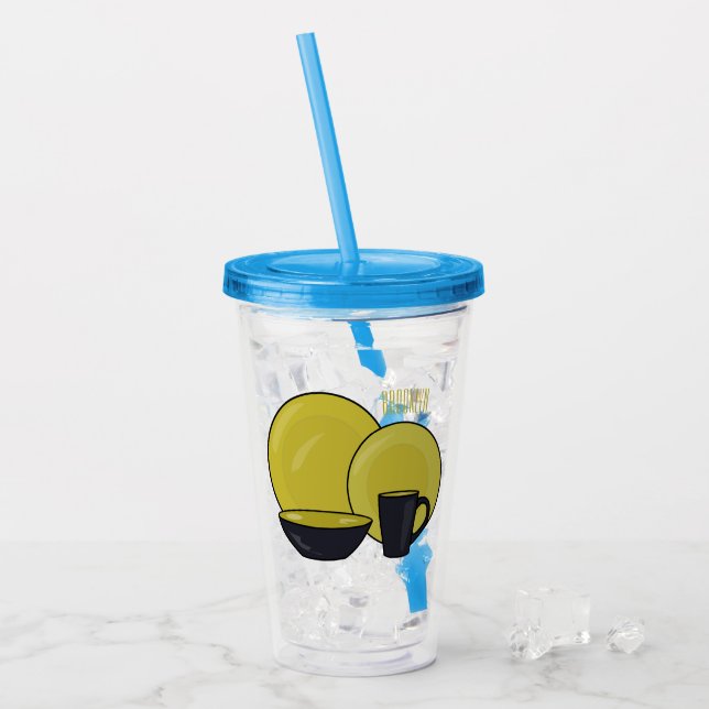 illustration av tecknaden i tabellprogramuppsättni take away mugg (Framsida Ice)