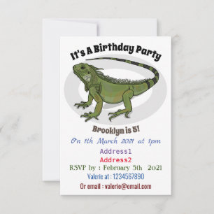 illustration av tecknaden Iguana Inbjudningar